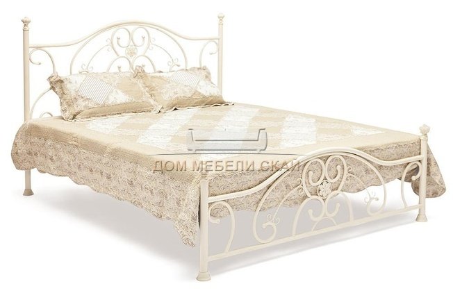 Кровать двуспальная металлическая ELIZABETH 160x200, античный белый