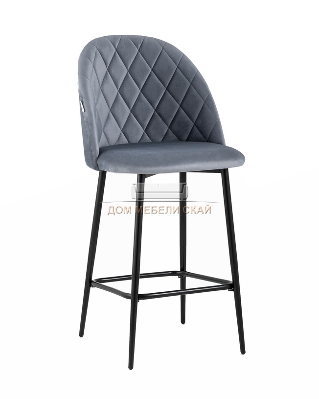 Стул полубарный Марсель, велюровый серого цвета