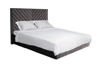 Кровать двуспальная 160х200 Milano Basic с ПМ, серый велюр