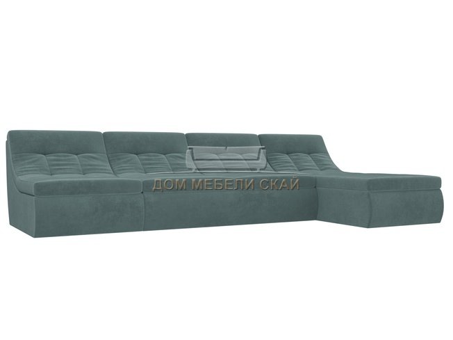 Угловой модульный диван-кровать правый Холидей, бирюзовый/велюр