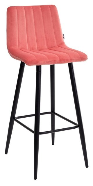 Барный стул DERRY, велюровый кораллового цвета живой коралл/черный