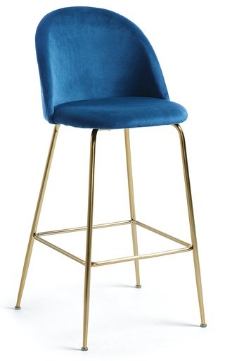 Барный стул Mystere, велюровый синего цвета