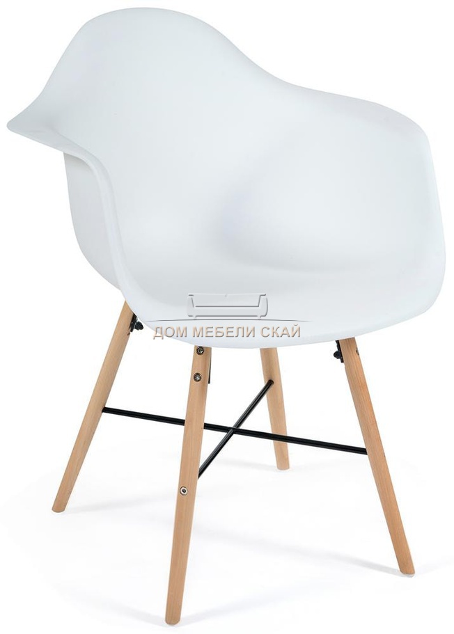 Кресло CINDY EAMES mod. 919, пластиковый белого цвета/натуральный
