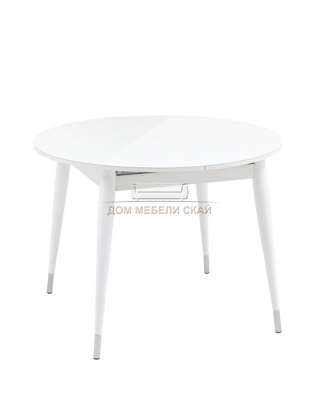 Стол обеденный раскладной круглый Сидней 100, белый глянцевый