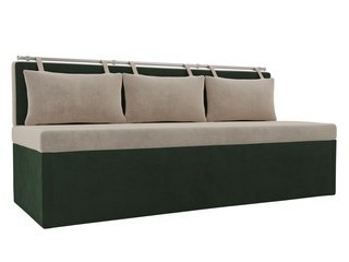 Кухонный диван со спальным местом Метро, бежевый/зеленый/велюр