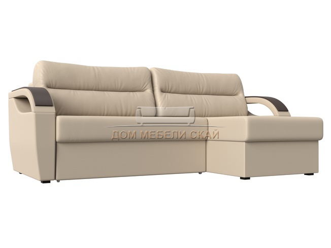 Угловой диван-кровать правый Форсайт, бежевый/экокожа