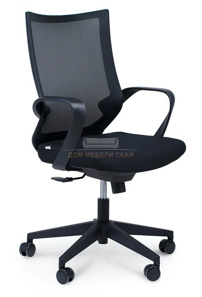 Кресло офисное Спэйс LB, черный пластик/черная сетка/черная ткань