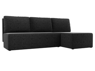 Угловой диван-кровать правый Поло, черный/микровельвет