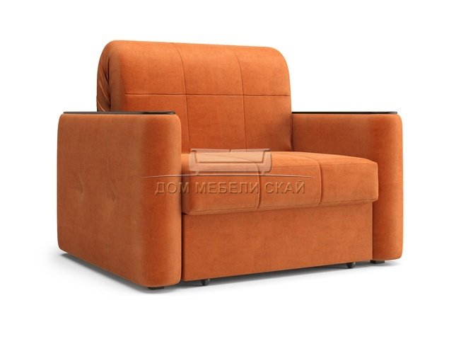 Кресло-кровать Ницца 800, velutto 27 оранжевый/накладка венге