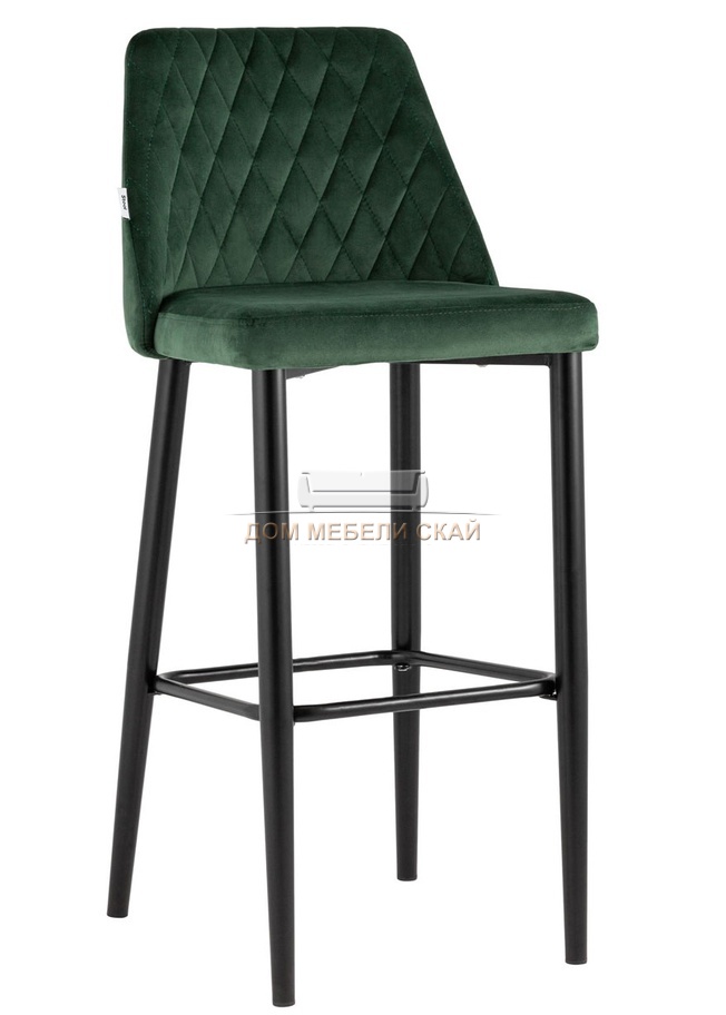 Стул барный Диего, велюр зелёный