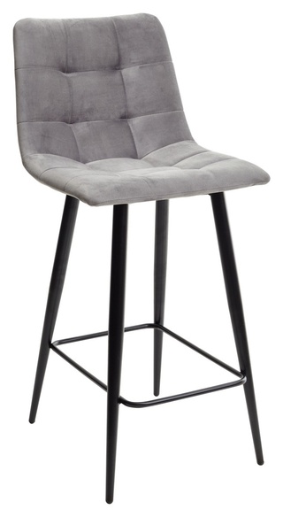 Полубарный стул CHILLI-QB, велюровый светло-серого цвета #26/черный каркас