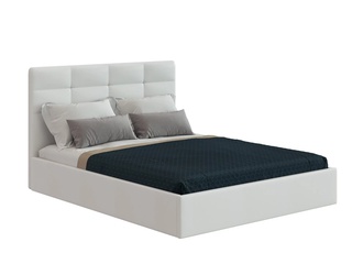 Кровать двуспальная 180х200 Соната с ПМ, белая экокожа