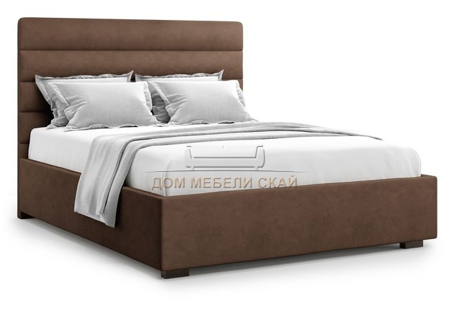 Кровать полутороспальная 140x200 Karezza без подъемного механизма, шоколадный велюр velutto 23
