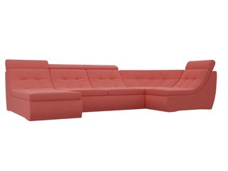 П-образный угловой диван Холидей Люкс, коралловый/микровельвет