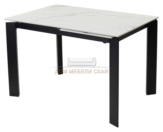 Стол обеденный раздвижной CORNER 120, GLOSS STATUARIO WHITE SINTERED STONE/BLACK