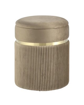 Пуф Миранда с ящиком, велюр бежевый