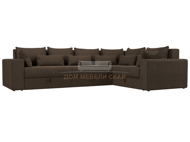 Угловой диван-кровать правый Майами Long, коричневый/рогожка