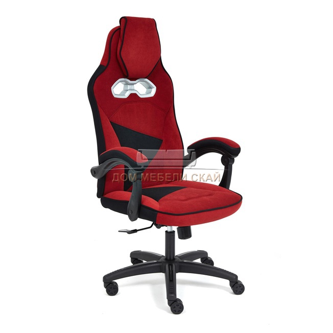 Кресло офисное ARENA, флок бордовый/черный/сетка