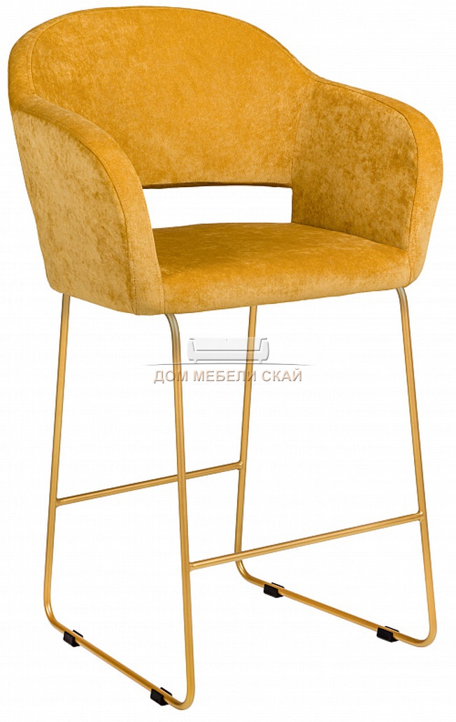 Кресло полубарное Oscar, велюровый жёлтого цвета/линк золото