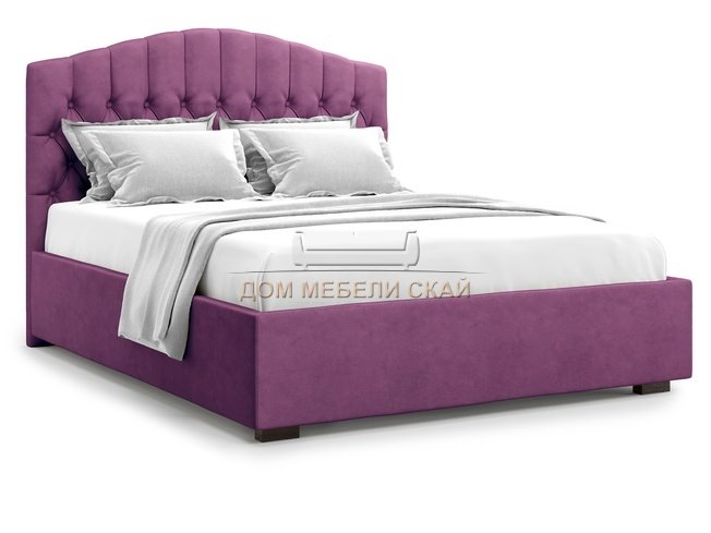 Кровать полутороспальная 140x200 Lugano без подъемного механизма, фиолетовый велюр velutto 15