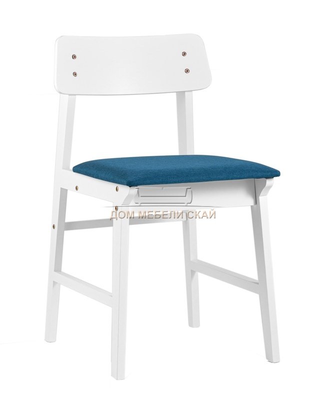 Стул ODEN WHITE, рогожка синего цвета