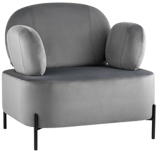 Кресло Кэнди с подлокотниками, велюр серый