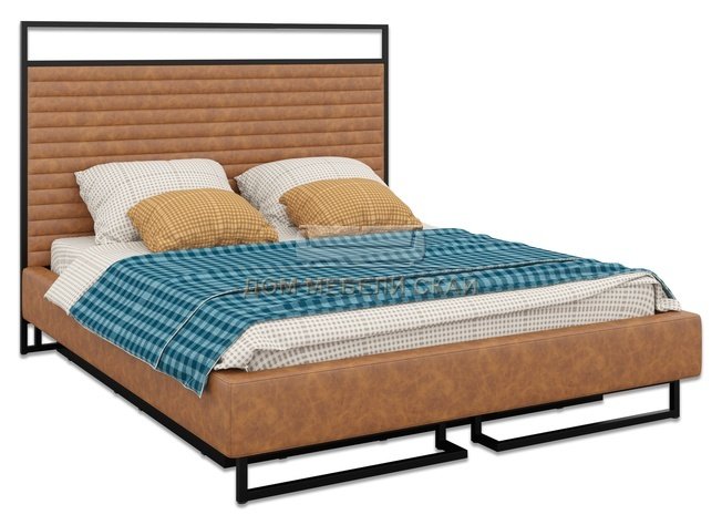 Кровать двуспальная 180x200 Loft Грейс с подъемным механизмом и ящиком, кирпичный