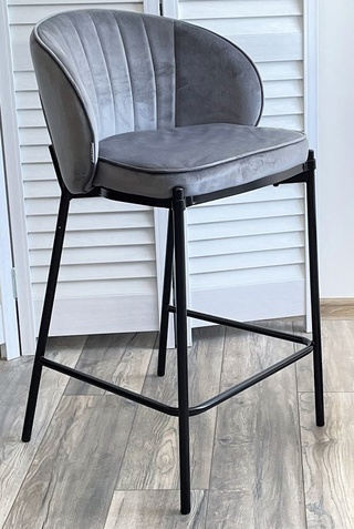 Полубарный стул WENDY, велюровый серого цвета BLUVEL-14