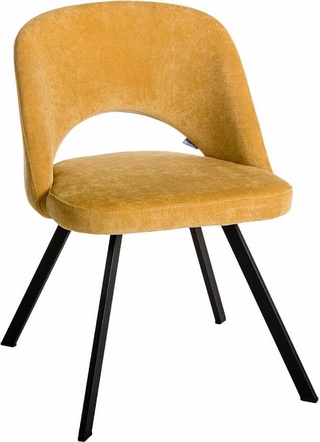 Стул-кресло Lars, микровельвет жёлтого цвета/черный арки