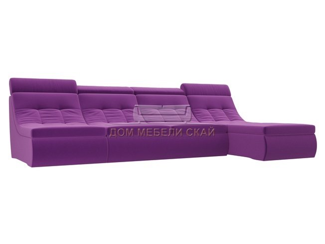 Угловой модульный диван-кровать правый Холидей Люкс, фиолетовый/микровельвет