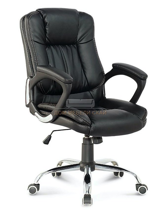Кресло офисное Фактор, черная экокожа