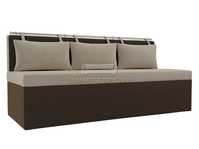 Кухонный диван со спальным местом Метро, бежевый/коричневый//микровельвет