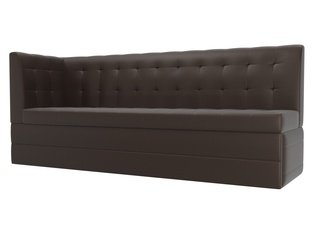 Кухонный угловой диван со спальным местом левый Бриз, коричневый/экокожа
