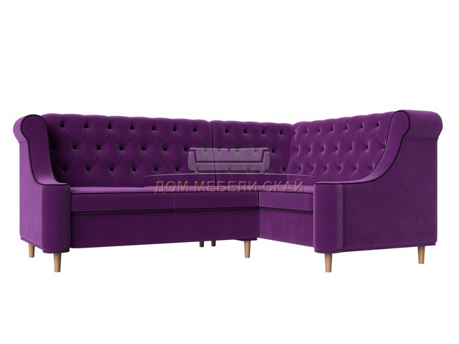Угловой диван правый Бронкс, фиолетовый/микровельвет