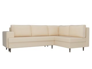 Угловой диван-кровать правый Сильвана, бежевый/экокожа