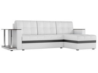 Угловой диван-кровать правый Атланта М, белый/экокожа