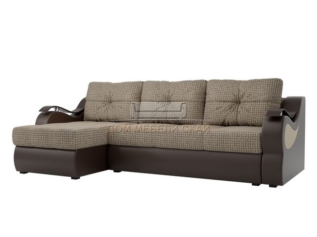 Угловой диван-кровать левый Меркурий, корфу 02/коричневый/корфу/экокожа