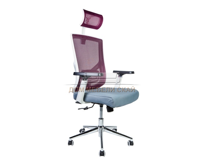 Кресло офисное Гарда SL, белый пластик/вишневая сетка/серое сиденье
