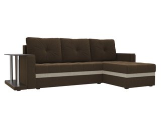 Угловой диван-кровать правый Атланта М, коричневый/микровельвет