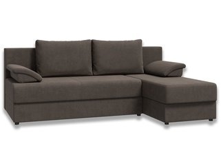 Угловой диван-кровать Лира без боковин, серо-коричневый велюр