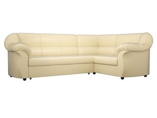 Угловой диван-кровать правый Карнелла, бежевый/экокожа