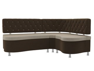 Кухонный угловой диван правый Вегас, бежевый/коричневый/микровельвет