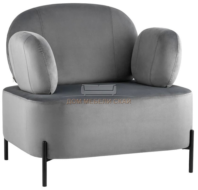 Кресло Кэнди с подлокотниками, велюр серый