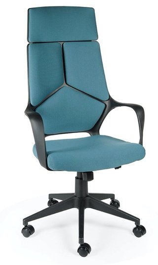 Кресло офисное IQ, Black plastic blue/черный пластик/голубая ткань