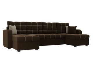 П-образный угловой диван Ливерпуль, коричневый/микровельвет