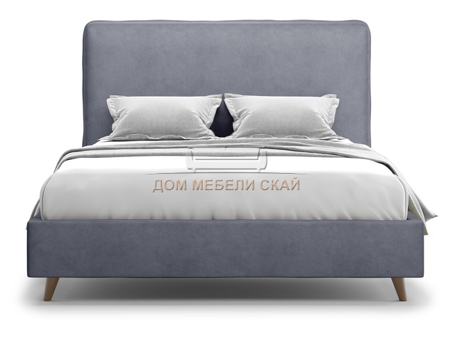 Кровать полутороспальная 140x200 Brachano Lux, серый велюр velutto 32