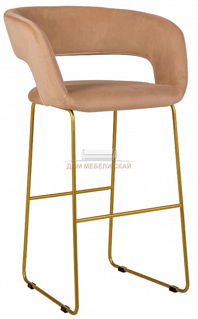 Стул-кресло полубарное Walter, велюровый бежевого цвета/линк золото
