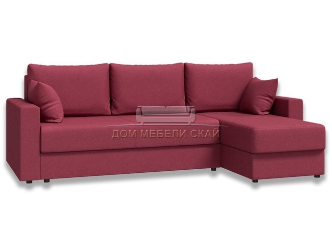 Угловой диван-кровать Лира с боковинами, винная рогожка