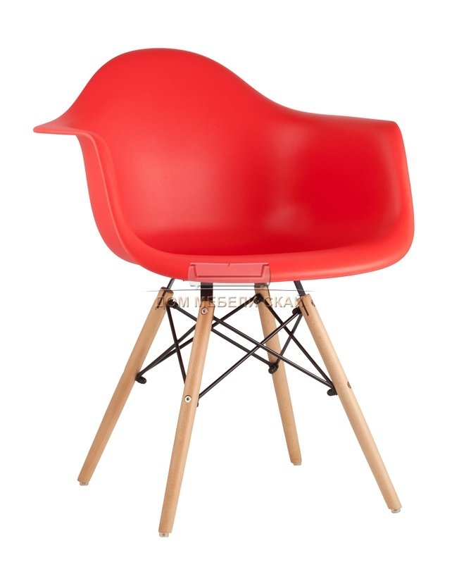 Стул-кресло EAMES, пластиковый красного цвета