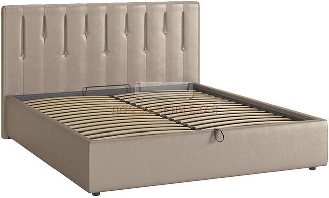 Кровать двуспальная 160x200 Кристи с подъемным механизмом, бронзовая экокожа